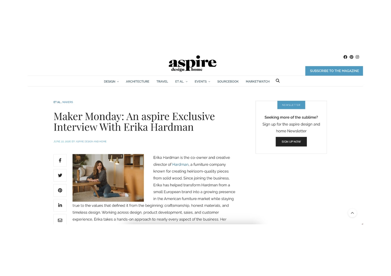 Maker Monday: Een exclusief interview van aspire met Erika Hardman