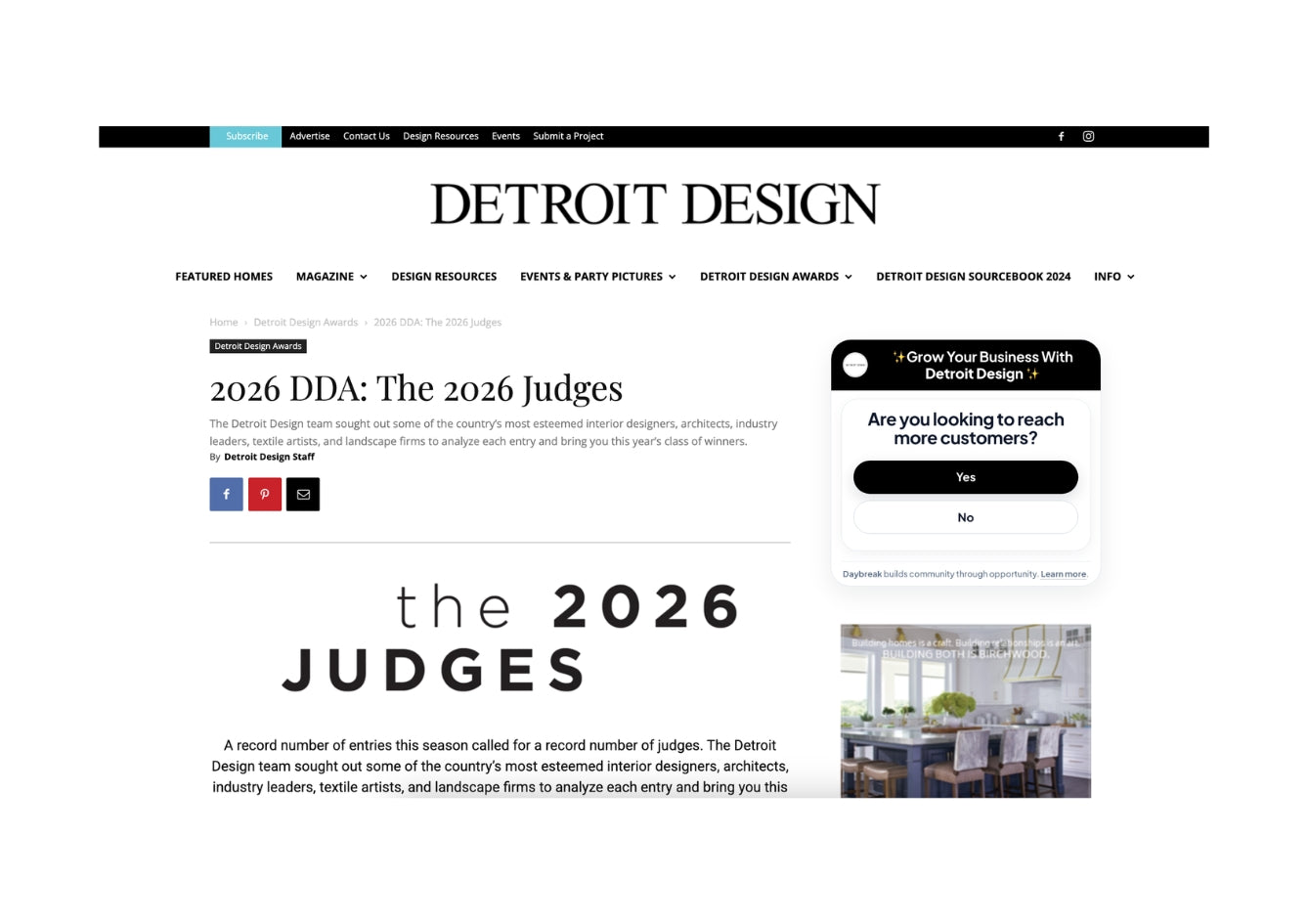Geselecteerd als jurylid voor de Detroit Design Awards 2026